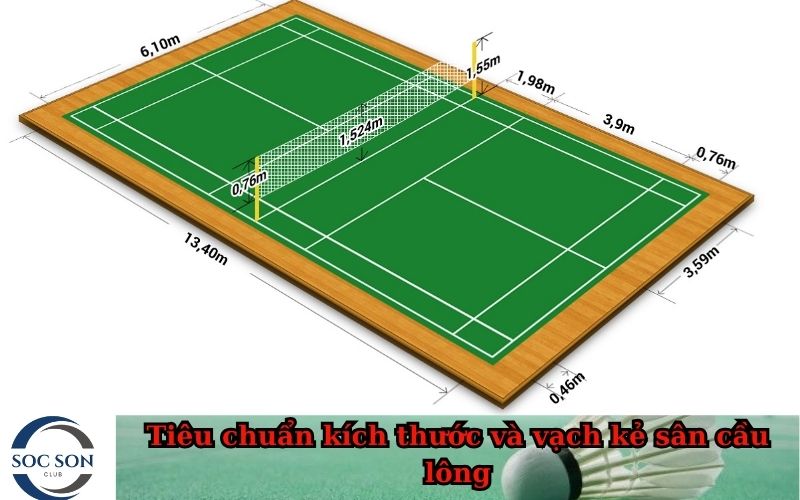 Tiêu chuẩn kích thước và vạch kẻ sân cầu lông